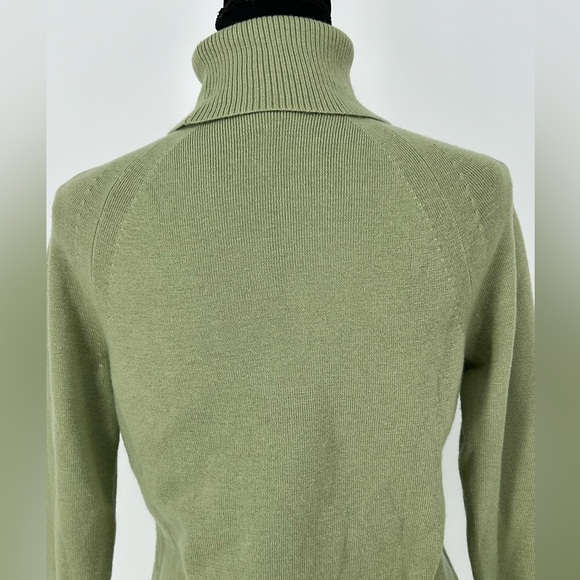 ANN TAYLOR LOFT MERINO WOOL CASHMERE ACRYLIC BLEND SAGE GREEN TURTLENECK SWEATER - Picture 5 of 10